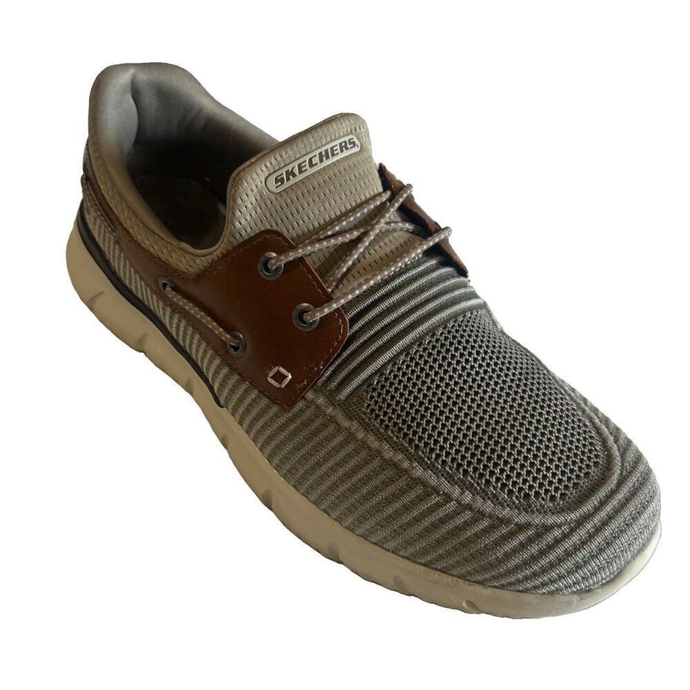 Skechers Del Retto Slip on Men's Wide 11 Gogamat Arch Boat Shoes Sneakers Taupe